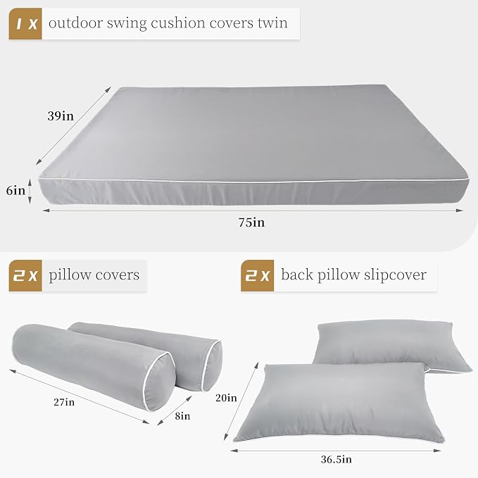 Outdoor Daybed Cushion Cover Twin, Twin Size Outdoor Daybed Mattress Bolster - Image 2