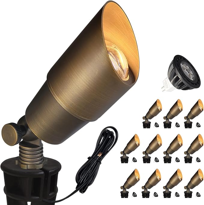 COLOER Brass Landscape Spotlights, 12 Pack Spot Lights Outdoor by COLOER