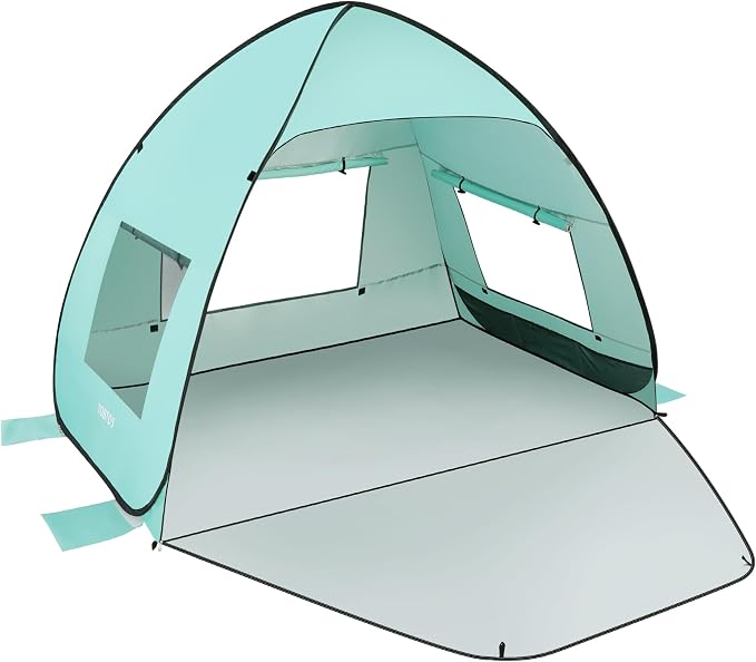 TOBTOS UPF 50+ Pop Up Beach Tent, Easy Set Up Beach Umbrella, Sun Shelter by TOBTOS