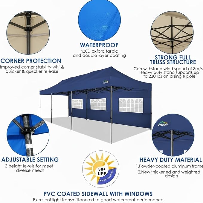 COBIZI 10x30 Pop up Canopy Heavy Duty - Image 3