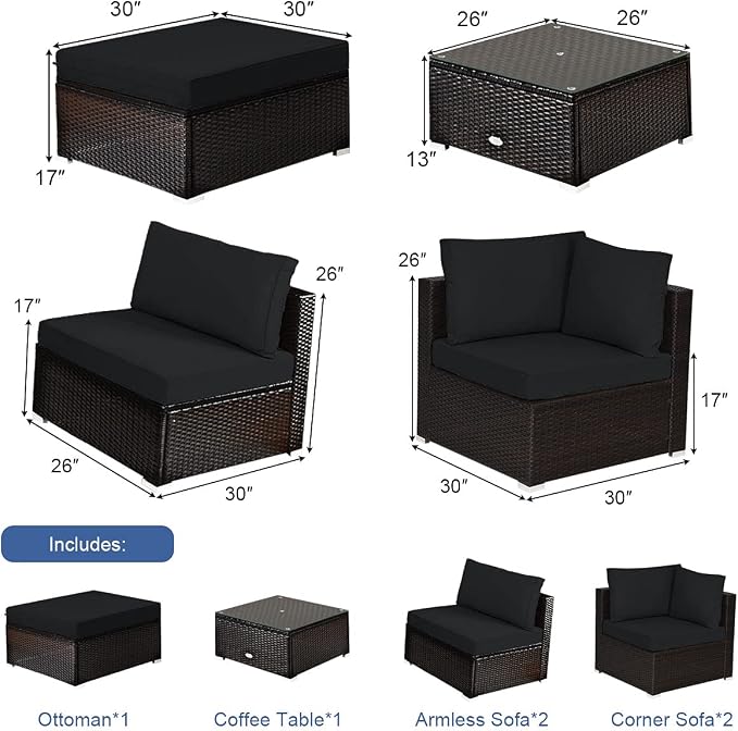 Tangkula 6 Piece Patio Furniture Set, Outdoor Deck Lawn Backyard Durable Steel - Image 5