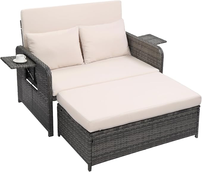 VINGLI Patio Daybed, Wicker Outdoor Daybed by VINGLI