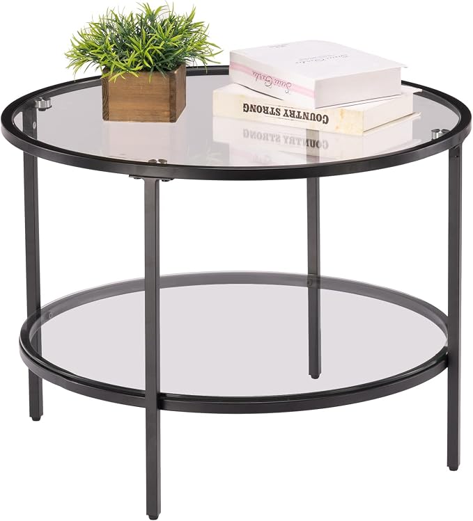 VINGLI 25.6" Round Black Coffee Tables - Image 7