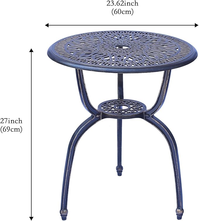 C/G 3 Piece Bistro Set, Outdoor Patio Set, Anti-Rust Cast Aluminum Bistro Table - Image 3
