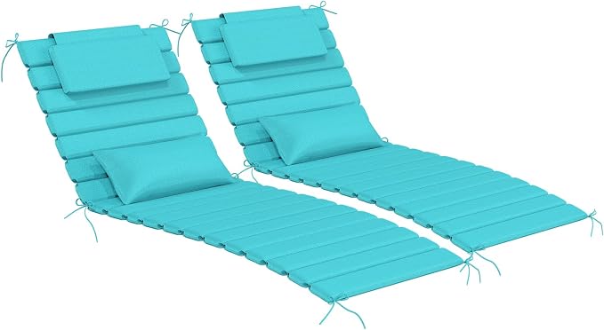 2PCS Outdoor Water-Resistant Olefin Chaise Lounge Cushions by Aofeite