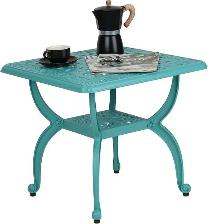 JARDIN DE CENTENNIAL Cast Aluminum Outdoor Side Table, Anti-Rust Outdoor End by JARDINDECENTENNIAL
