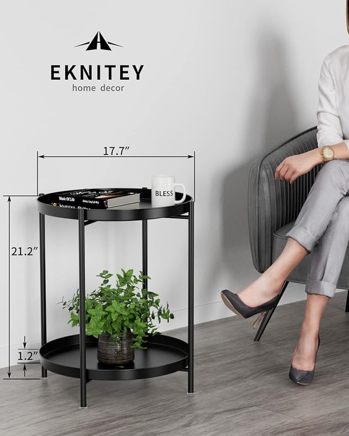 EKNITEY 2 Tier End Table - Image 3