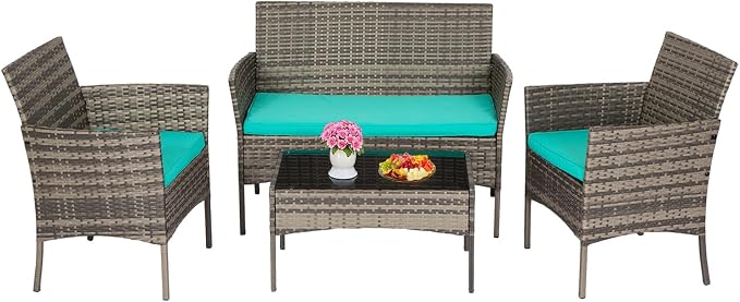FDW Outdoor Patio Furniture Set Wicker Patio Set PE Rattan Furniture Bistro Set by FDW