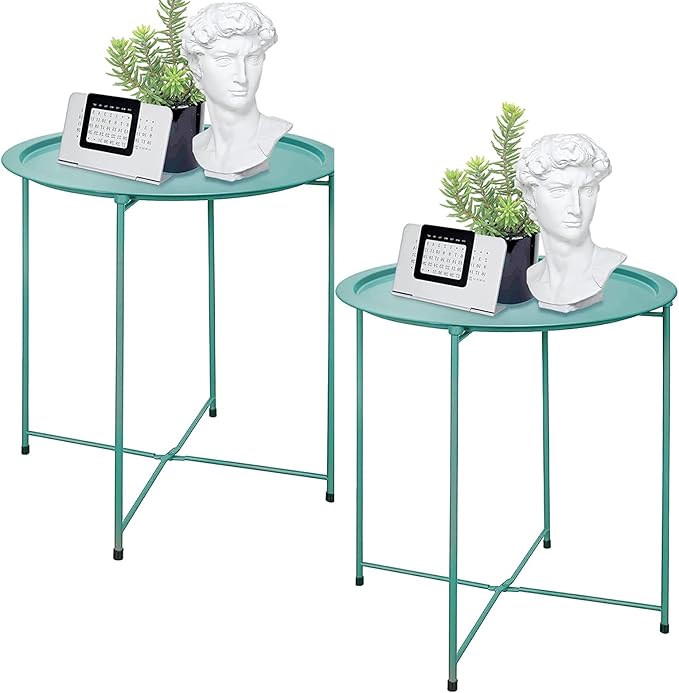 Garden 4 you End Table Set of 2, Outdoor Side Table, Small Patio Table Metal by Garden4you