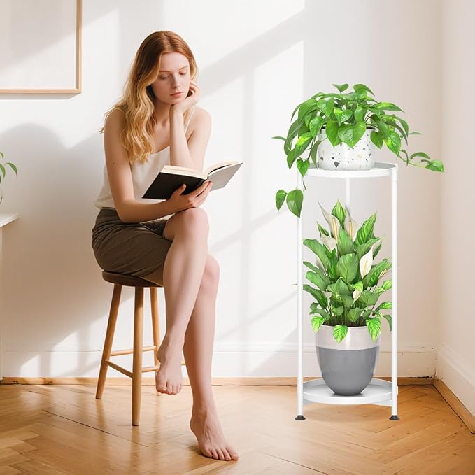 iDavosic.ly 2 Tier Corner Plant Stand Indoor, Tall Vertical Metal Flower Heavy - Image 2