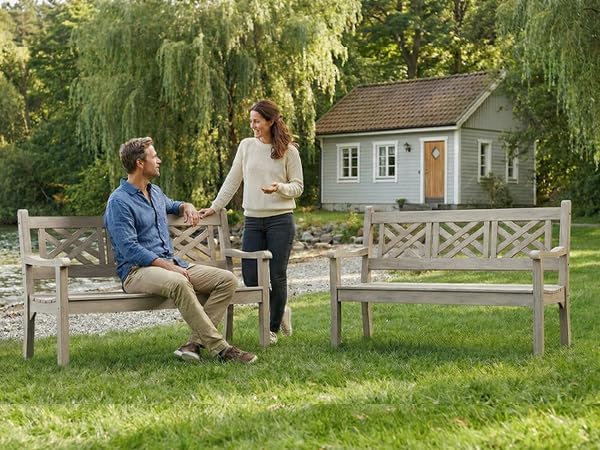 Psilvam 63''W All-Weather Poly Lumber Outdoor Bench – Teak Color, 3-Person - Image 8