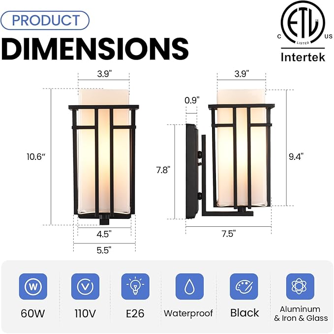 Outdoor Wall Sconce, Waterproof Exterior Lights Wall Mount, Anit-Rust Outdoor - Image 5