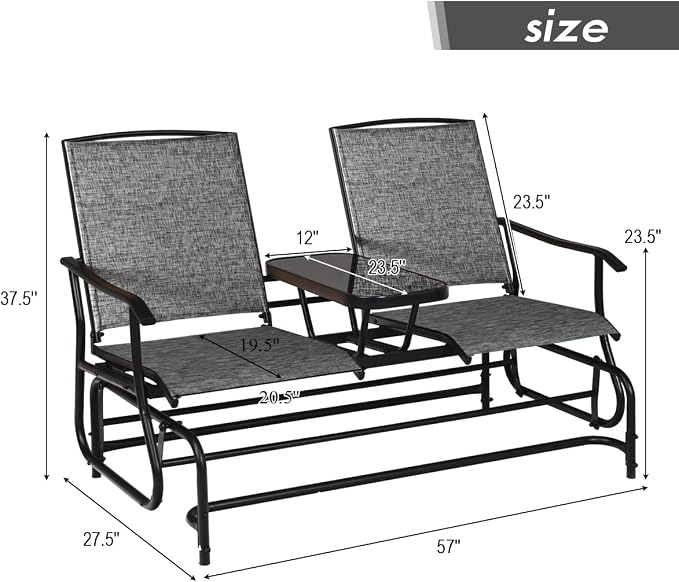 Giantex Patio Bench Glider Chair - Image 3