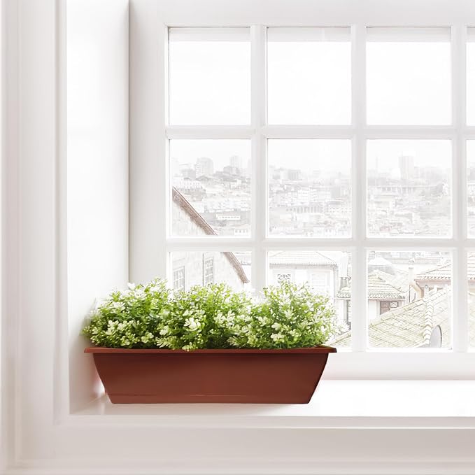 QPEY Window Box Planter, 10 Pack 17 Inch Plastic Flower Box - Image 5