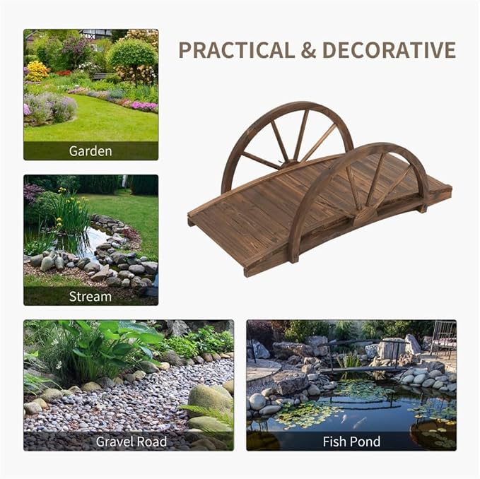 3.3FT Wooden Garden Bridge - Image 5