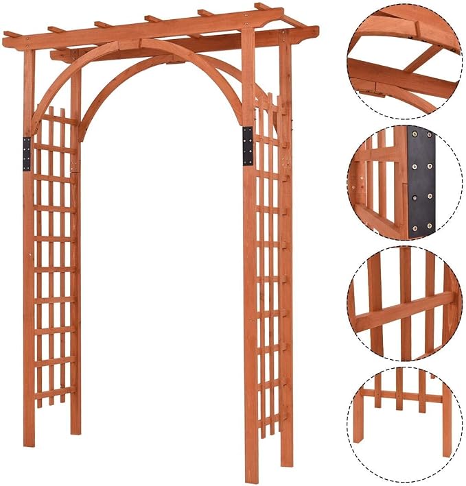Premium Outdoor Wooden Cedar Arbor Arch Pergola Trellis Wood Garden Yard Lattice - Image 6