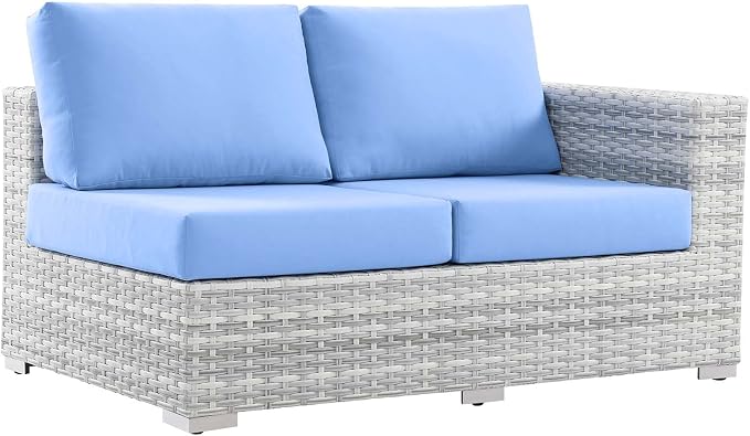Modway Convene Wicker Rattan Outdoor Patio Right-Arm Loveseat in Light Gray - Image 3