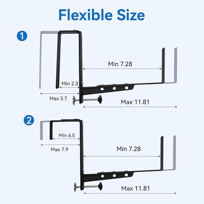 Halatool 4-Pack Heavy Duty Window Box Bracket, Adjustable Wall Mount Planter - Image 3