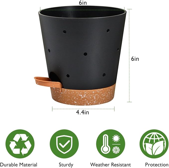 Orchid Pots with Holes, 6 Inch Self Watering Orchid Pot 2 Pack Plastic Plant - Image 5