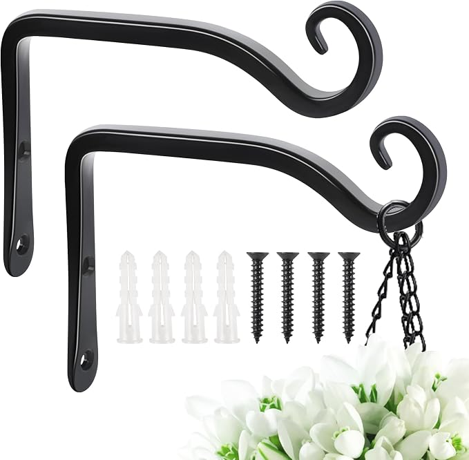 FEED GARDEN Hanging Plant Bracket 2 Pack 6 Inch Hand-Forged Plant Hangers by FEEDGARDEN