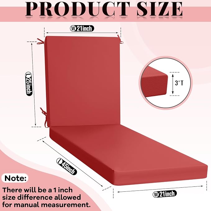 Patelai 2 Pcs Outdoor Chaise Lounge Cushions - Image 2