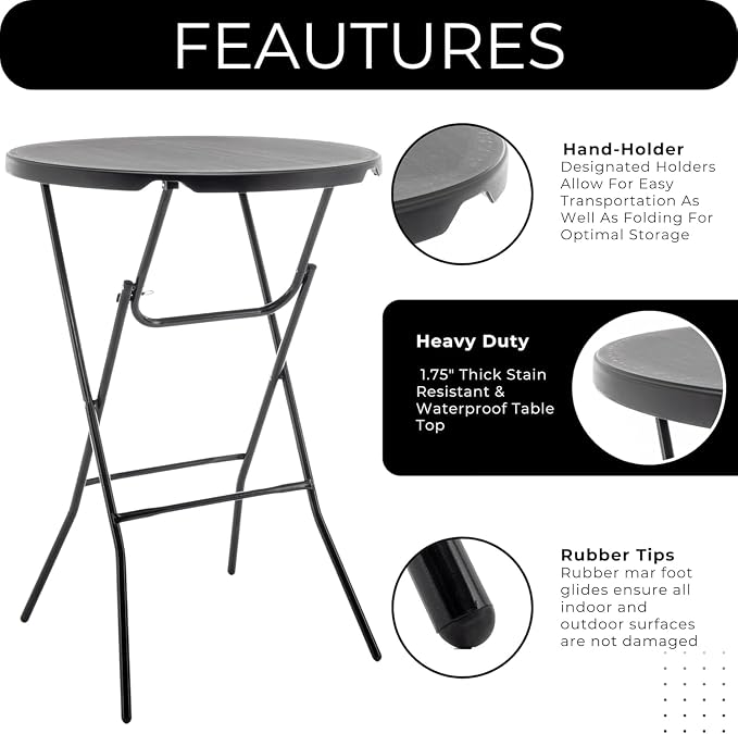 BTEXPERT 32" Round 43" Bar Height Folding Commercial Portable Banquet Plastic - Image 5