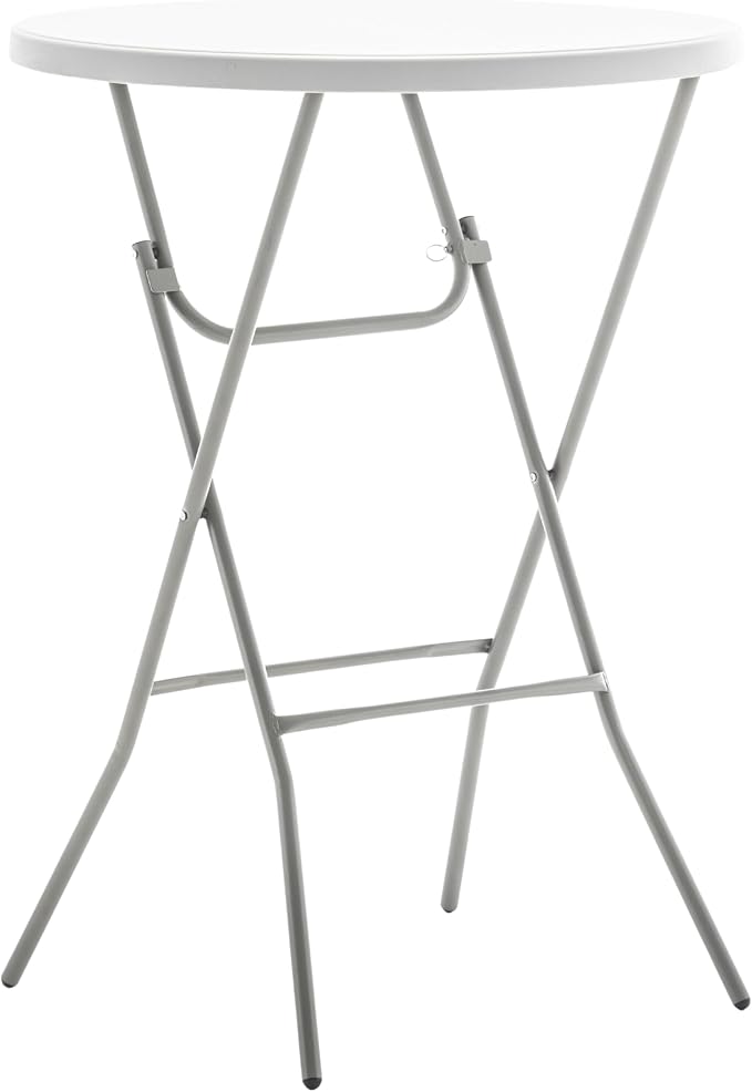 BTExpert 32" Round 43" Bar Height White Granite Plastic Folding Table Portable - Image 4