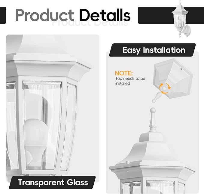 EMART Outdoor Front Porch Light, Exterior Anti-Corrosion, Waterproof Aluminum & - Image 4