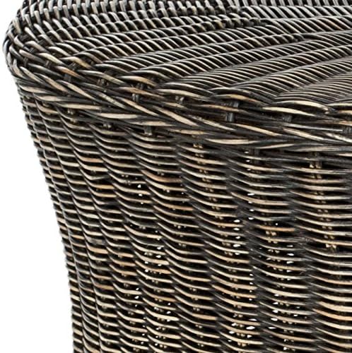 SAFAVIEH Home Collection Ruxton Dark Brown Rattan Round Coffee Table Ottoman - Image 7