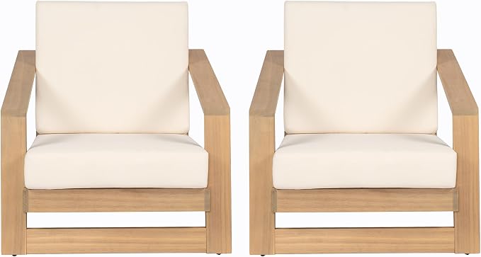 Christopher Knight Home Galio Set of 2 Acacia Wood Lounge Chair Outdoor - Image 3