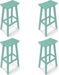 Outdoor Bar Stools Set of 4, 29 Inch All-Weather HDPE Bar Height Chairs by KULAMOONLIFEHOUSE