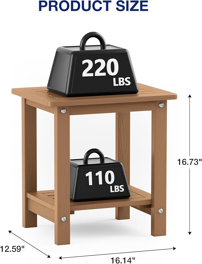YEFU Outdoor Side Table for Patio: 16" HIPS Weather - Image 3