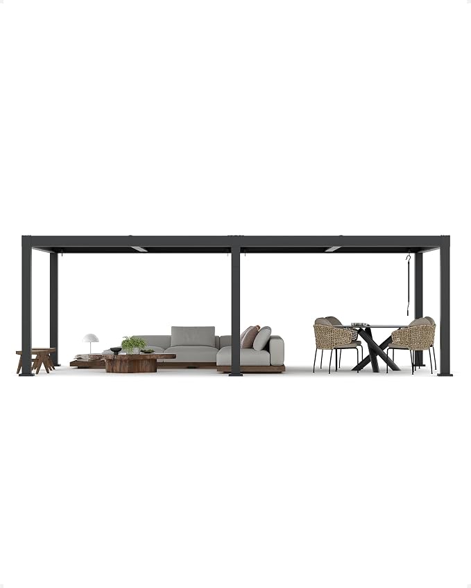 Garveelife All-Aluminum Louvered Pergola 12 ft x 24 ft, Outdoor Pergola - Image 2