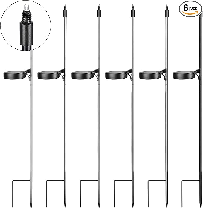 6 Pack Solar Stake Lights Outdoor Decorative Metal Ground Pathway LED Stake by Glooglitter
