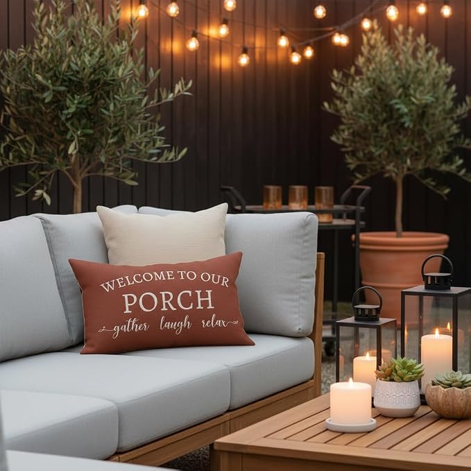 PANDICORN Welcome to Our Porch Stay Awhile Outdoor Lumbar Decorative Throw - Image 6