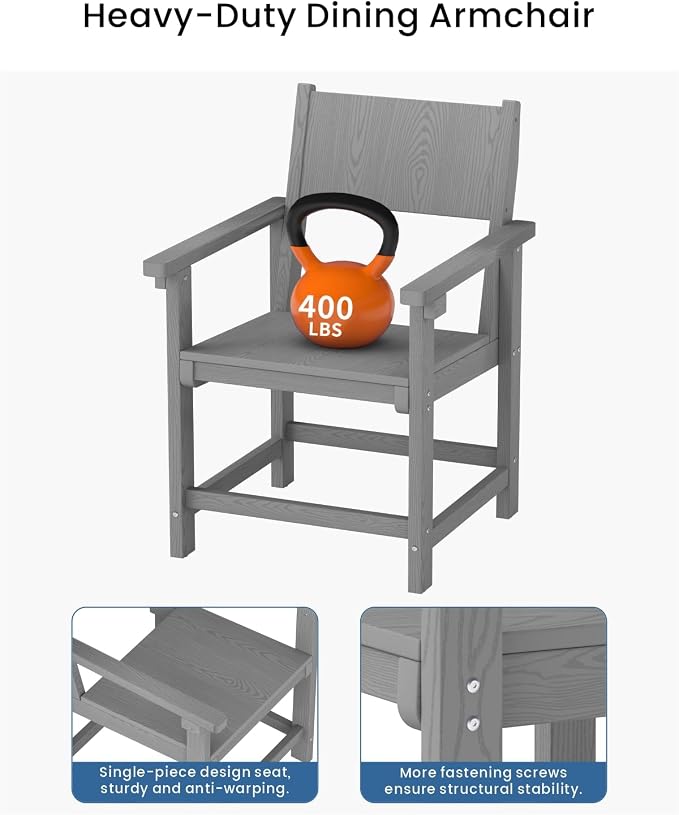 9-Piece Outdoor Dining Set, HDPE Weatherproof Patio Table and Chairs Set - Image 6