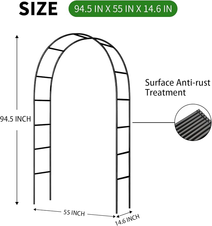 Iron Pergola Arbor Practical, 7.9 Feet High x 4.6 Feet Wide, Assemble Easily - Image 3