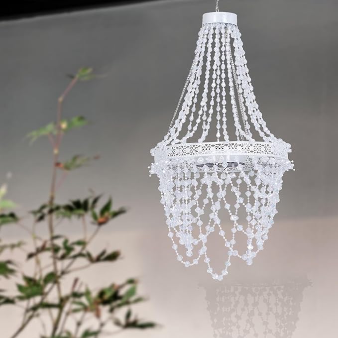 Solar Hanging Acrylic Crystal Chandelier Outdoor Garden Decorative Lights - Image 6