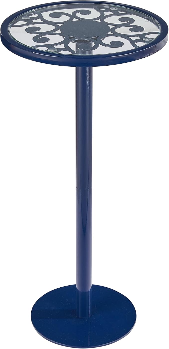 Navy Blue Drink Table, Indoor Outdoor Small Round Side Table by Zexvida