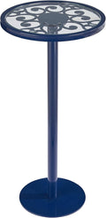 Navy Blue Drink Table, Indoor Outdoor Small Round Side Table by Zexvida
