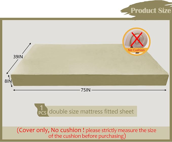 Twin Size Porch Swing Bed Mattress Cushion Cover, Waterproof Outdoor Daybed - Image 2