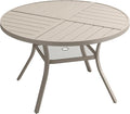 Patio Dining Table for 4, Round Metal Outdoor Table by VOXBIN