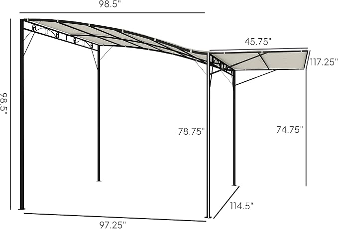 Outsunny 10' x 8' Outdoor Pergola and Patio Gazebo, Extendable Side Awning - Image 7