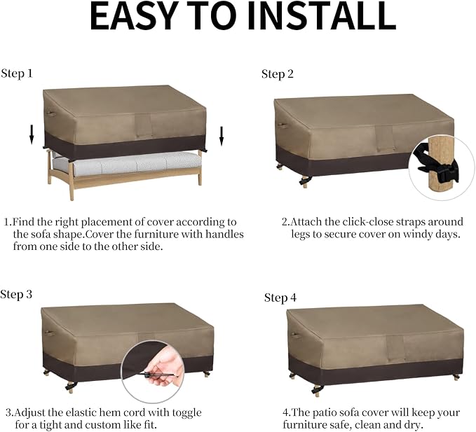 Easy-Going Waterproof Outdoor Couch Cover, Heavy Duty 4-Seater Patio Sofa Cover - Image 7