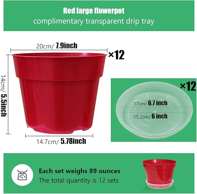 8 inch Plastic Flower Pots - Image 2