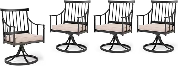 PHI VILLA Swivel Chairs Set of 4 Patio Dining Rocker Chair by PHIVILLAThepioneerofcomfortablehouseholdsupplies