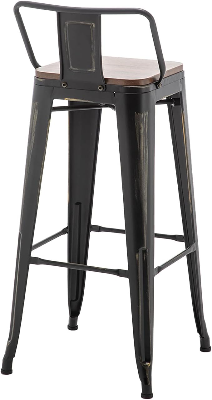 Alunaune 26" Industrial Metal Bar Stools Set of 4 Counter Height Barstools - Image 8