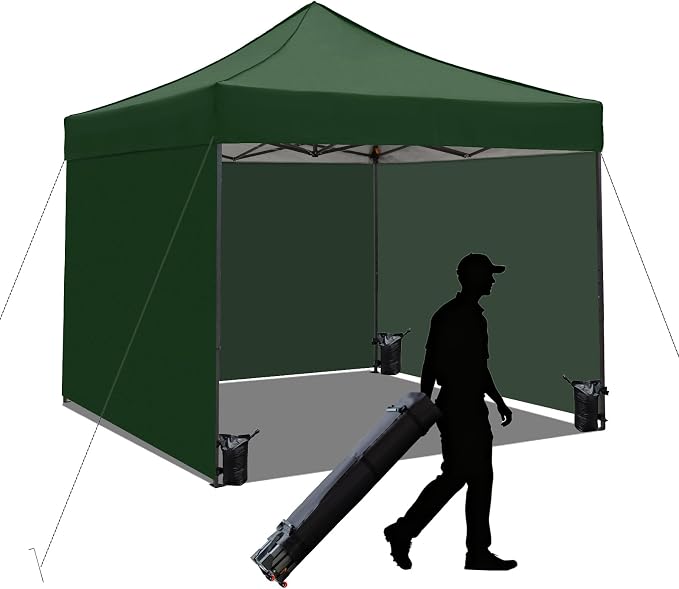 10x10 Pop up Canopy Tent with Sidewalls, Heavy Duty Waterproof Sun Shade Canopy by AERGERGER