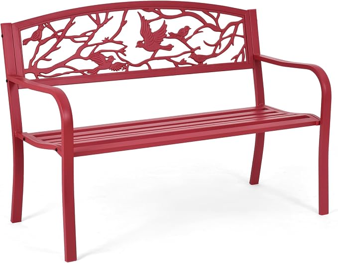 Tangkula Metal Outdoor Garden Bench Park Bench, Patio Bench by TANGKULA