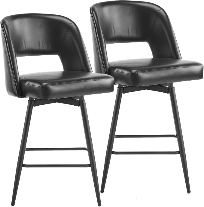 VINGLI Bar Stools Set of 2, Upholstered Barstools - Image 8